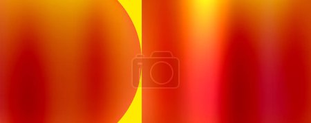 Colorfulness pops against a red and yellow background with a central yellow circle. Amber, orange tints and shades evoke heat and peachy plant patterns in this artistic event