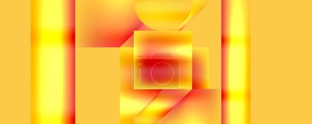 Ilustración de Coloración vibrante de tonos ámbar y naranja sobre un fondo abstracto rojo y amarillo con un rectángulo central. Vista de primer plano mostrando patrón intrincado y simetría en la obra de arte - Imagen libre de derechos