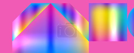 Illustration for A symmetrical pattern of tints and shades in shades of magenta, violet, and electric blue on a pink background, resembling a colorful rainbow - Royalty Free Image