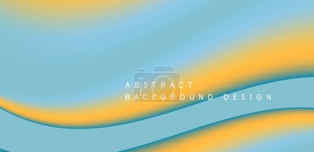 Illustration for An abstract background featuring a mix of electric blue and aqua waves, with hints of orange and yellow, resembling a colorful sky and horizon landscape - Royalty Free Image