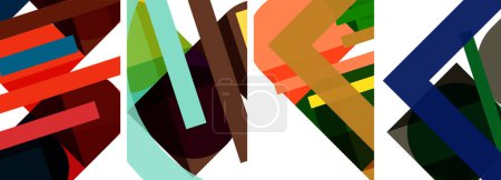 Illustration for A variety of colorful ribbons arranged in a line on a white background, creating a vibrant and eyecatching display of shapes, patterns, and shades - Royalty Free Image