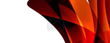 Téléchargez les illustrations : Une composition abstraite avec un liquide rouge et orange à fond blanc. Comprend des éléments comme des pétales, des triangles et des motifs. Capturé en macro photographie - en licence libre de droit
