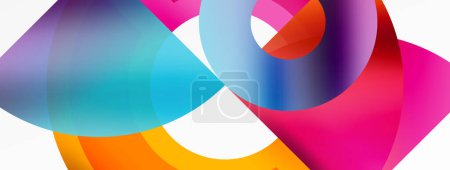 Illustration for A vibrant ribbon featuring tints of electric blue, magenta, and carmine, forming a beautiful pattern on a crisp white background. An artistic and colorful closeup shot - Royalty Free Image