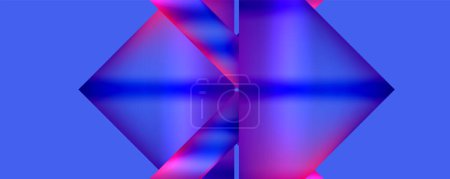 Illustration for A geometric pattern featuring shades of blue, purple, and violet triangles and rectangles on an azure background. The design showcases symmetry and plays with tints and shades of the two main colors - Royalty Free Image