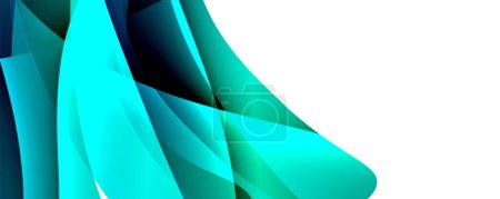 Ilustración de Un primer plano de un patrón de onda azul y verde eléctrico en un borde de vajilla blanca, con tintes y tonos, sobre un fondo blanco - Imagen libre de derechos