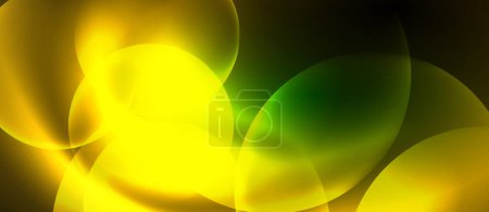 Téléchargez les illustrations : Une macro photographie vibrante présentant un cercle jaune et vert coloré ressemblant à un motif de pétales de plantes terrestres sur un fond noir - en licence libre de droit