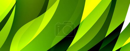 Illustration for A vibrant green and yellow abstract background featuring a leafy pattern inspired by terrestrial plants. The design includes grass, trees, and flowering plants, creating a beautiful natural motif - Royalty Free Image