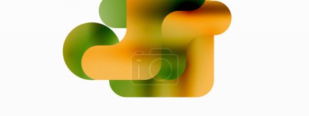 Ilustración de Una imagen borrosa de una fruta verde y naranja en un entorno de fotografía de naturaleza muerta, con alimentos naturales, plástico y elementos gráficos sobre un fondo blanco - Imagen libre de derechos