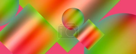 Ilustración de Las formas geométricas vibrantes y coloridas en tintes y tonos de magenta crean un patrón dinámico sobre un fondo rosa. Este evento de artes creativas muestra macrofotografía de triángulos y círculos - Imagen libre de derechos