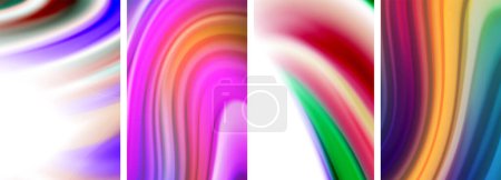 Ilustración de Un patrón vibrante de remolinos de colores en tonos púrpura, rosa, violeta, magenta y azul eléctrico sobre un fondo blanco. El diseño simétrico muestra la belleza del colorido y el arte - Imagen libre de derechos