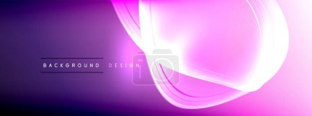 Téléchargez les illustrations : Un fond violet vibrant avec une vague brillante au milieu, mettant en valeur les teintes et les nuances de magenta et de bleu électrique. La vague ressemble à un cercle de gaz sur l'eau - en licence libre de droit