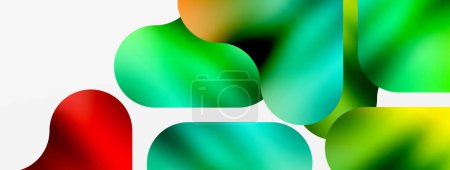 Ilustración de Un patrón simétrico de círculos coloridos, con tonos de verde, azul eléctrico y matices inspirados en la hierba. Vista de primer plano que se asemeja al diseño de vajilla que imita los elementos vegetales terrestres - Imagen libre de derechos