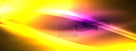 Ilustración de Un impresionante primer plano de vibrantes luces naranja y púrpura sobre un fondo oscuro, que se asemeja a un hermoso fenómeno geológico en el cielo. Los colores se fusionan para crear una pieza de arte fascinante - Imagen libre de derechos