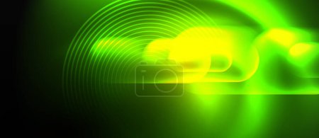 Téléchargez les illustrations : La lumière verte et jaune vibrante qui brille à travers un tunnel crée un motif envoûtant ressemblant à une plante terrestre, symétrique pour former un beau cercle - en licence libre de droit