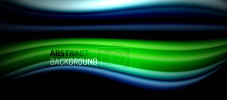 Illustration for A green and blue wave on a black background with the words abstract background High quality - Royalty Free Image