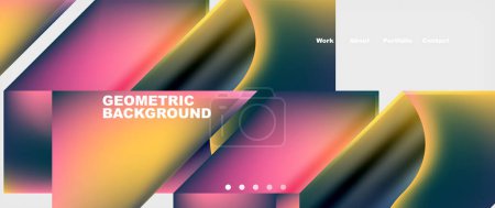 A vibrant geometric background featuring a rainbow of colors including magenta and electric blue. Perfect for use as a display device or publication branding on electronic devices