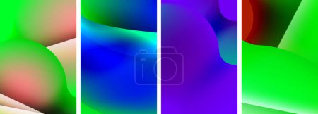 Illustration for A vibrant collage featuring colorfulness in shades of azure, electric blue, magenta, and violet. The composition includes rectangles, circles, and patterns, showcasing a fusion of art and technology - Royalty Free Image