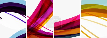 Ilustración de Un vibrante collage con ondas de colorido en tonos púrpura, violeta, magenta, y varios tintes y tonos, creando una llamativa pantalla visual sobre un fondo blanco - Imagen libre de derechos