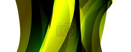 Téléchargez les illustrations : Un tourbillon vert et jaune vif sur un fond blanc ressemblant à une macro photographie d'un motif de pétales sur une plante à fleurs, créant un beau dessin de cercle - en licence libre de droit