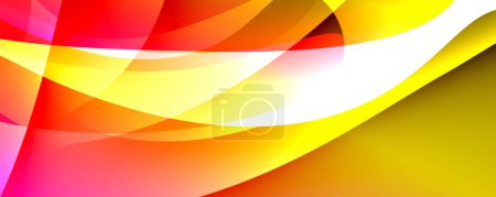 Vibrant abstract background featuring red, yellow, and white waves resembling colorful petals from the rose family. A burst of orange and amber tints and shades create an artful pattern