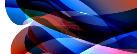 Téléchargez les illustrations : Un gros plan d'un fond abstrait vibrant avec des nuances de bleu, violet et violet, ressemblant à l'éclairage automobile et des éléments de design sur fond blanc - en licence libre de droit