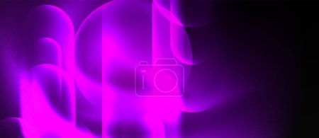 Ilustración de Una luz púrpura está emitiendo un tono vibrante en el fondo oscuro, creando un resplandor azul eléctrico en el agua. El patrón magenta forma círculos intrincados en la atmósfera llena de gas - Imagen libre de derechos