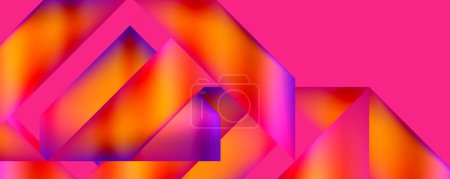 Ilustración de Una imagen vibrante y borrosa de un patrón geométrico colorido con tonos de triángulos púrpura, magenta y violeta sobre un fondo rosa, que muestra simetría y creatividad en el arte - Imagen libre de derechos