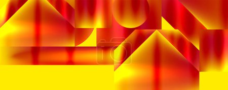 Illustration for The closeup image features a pattern of red and orange triangles on a yellow background, creating a symmetrical design with vibrant tints and shades. The fiery colors evoke a sense of heat and gas - Royalty Free Image