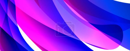 Illustration for Vibrant hues of purple and blue swirl together on a crisp white background, creating a mesmerizing pattern with electric blue and magenta tints and shades - Royalty Free Image