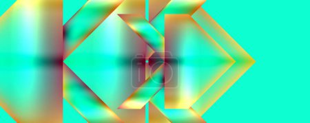 Illustration for Colorfulness and symmetry create a kaleidoscope pattern on a green background. Triangles in electric blue and magenta form parallel lines, showcasing an artistic display of tints and shades - Royalty Free Image