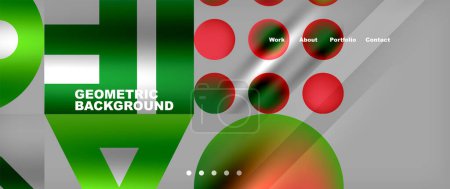 Ilustración de Un patrón geométrico vibrante con círculos verdes y rojos sobre un fondo gris. El colorido y los tintes añaden un toque dinámico al diseño, creando una estética visualmente atractiva y moderna - Imagen libre de derechos