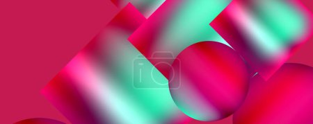 Illustration for A vibrant display of colorfulness with pink and green balls floating in the air against a pink background, creating a mesmerizing pattern of circles in shades of magenta and electric blue - Royalty Free Image