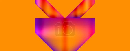 Téléchargez les illustrations : Une œuvre d'art créative avec un triangle violet sur fond orange, incorporant des teintes de magenta et de rose pour plus de coloris et de symétrie - en licence libre de droit