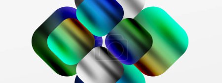 Una variedad de círculos coloridos, incluyendo tonos de verde, azul, azul eléctrico y magenta, están interconectados sobre un fondo blanco, creando una vibrante pantalla de color y forma