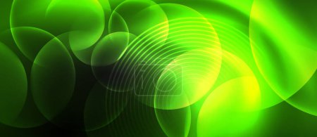 glowing green circles on a black background High quality