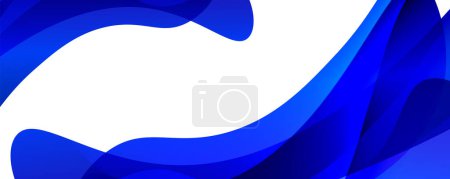 Illustration for An electric blue wave resembles a fish mouth on a white background. The liquid creates a perfect circle, reminiscent of a petal in macro photography - Royalty Free Image