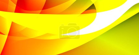 Illustration for A closeup of yellow and orange petals forming a circle pattern on a green abstract background with tints and shades. Macro photography focusing on fruit with a white stripe. Font inspired design - Royalty Free Image