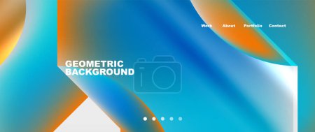 Illustration for The background features a gradient of azure and orange, creating a geometric pattern. It resembles a futuristic display device with electric blue circles, perfect for technology enthusiasts - Royalty Free Image