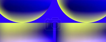 Ilustración de Colorido y simetría se mezclan en el fondo azul eléctrico adornado con círculos amarillos, que se asemejan a elementos de agua y gas. El patrón crea un arte cautivador en gráficos - Imagen libre de derechos