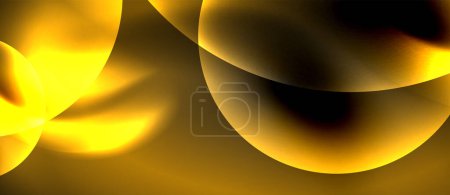 Téléchargez les illustrations : Une macro photographie capture un gros plan d'un liquide ambré luisant comme un pétale de plante sur un fond sombre, formant un motif de cercle envoûtant - en licence libre de droit