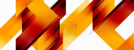 Téléchargez les illustrations : Des teintes ambre et orange vibrantes créent une symétrie dans une peinture à gros plan d'un ruban jaune et rouge sur fond blanc, ressemblant à un triangle et un rectangle - en licence libre de droit
