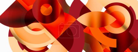 Illustration for A detailed shot of a vibrant geometric pattern with amber, orange, and petal tints and shades on a clean white background. The artful design resembles a plantinspired flooring or paint swatch - Royalty Free Image