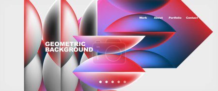 Illustration for Liquid gradient background with red, blue, and purple hues resembling a fluid mixture in drinkware. The colors transition from violet to magenta, creating a vibrant and dynamic geometric pattern - Royalty Free Image