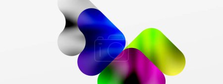 Illustration for A vibrant display of colorfulness fills the air with floating objects like violet petals and electric blue patterns, creating an artful and energetic gesture against a white backdrop - Royalty Free Image