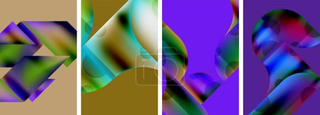 Illustration for A vibrant collage featuring colorfulness in shades of violet, electric blue, and magenta. The images are arranged in rectangular patterns, creating a bold and artistic composition - Royalty Free Image