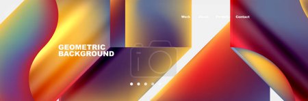 A colorful geometric background featuring a rainbow of colors including Amber, Orange, and various shades. The design includes rectangles, circles, and a modern automotive lighting inspired theme