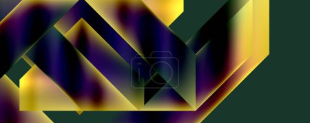 Illustration for A close up of a vibrant purple and yellow geometric pattern on a lush green background, creating a symmetrical and visually intriguing art piece with hints of electric blue highlights - Royalty Free Image