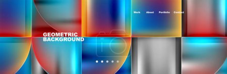A colorful geometric background with a rainbow of colors, resembling a fluid and electric blue pattern. Includes rectangles, circles, and a liquidlike design perfect for electronic devices
