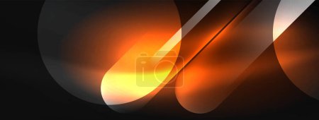 Téléchargez les illustrations : Gros plan d'un objet lumineux orange ambre sur un fond noir, ressemblant à un corps céleste. La chaleur intense crée des teintes et des nuances vibrantes, ressemblant à un objet astronomique dans le ciel - en licence libre de droit