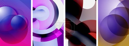 Illustration for A collage of purple, violet, magenta, and electric blue circles on a white background inspired by art and featuring a pattern of petals and eyelashes - Royalty Free Image